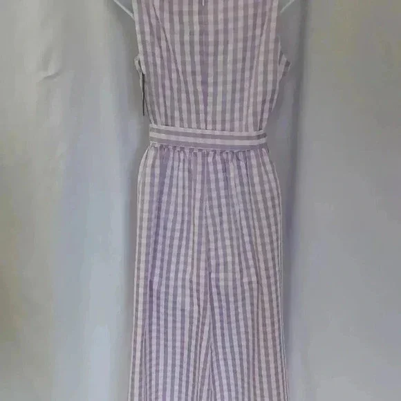 DKNY Lavender/White  Check Sleeveless Scoop Neck Dress - Picture 5 of 9